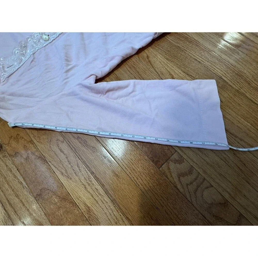 Vintage Sears Pink House Coat Robe Nightgown Lace Pearl Button Front‎ Size Small